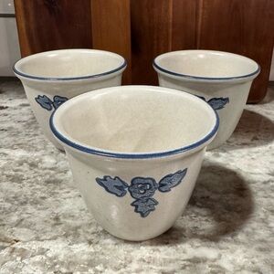 3 Vintage Pfaltzgraff Yorktowne Blue Floral custard cups B1.6